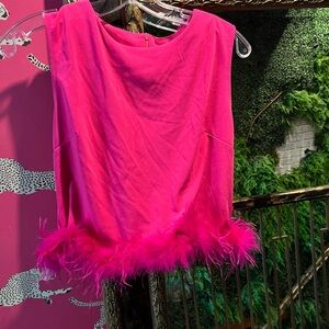 Gorgeous pink tank with fur (faux) bottom